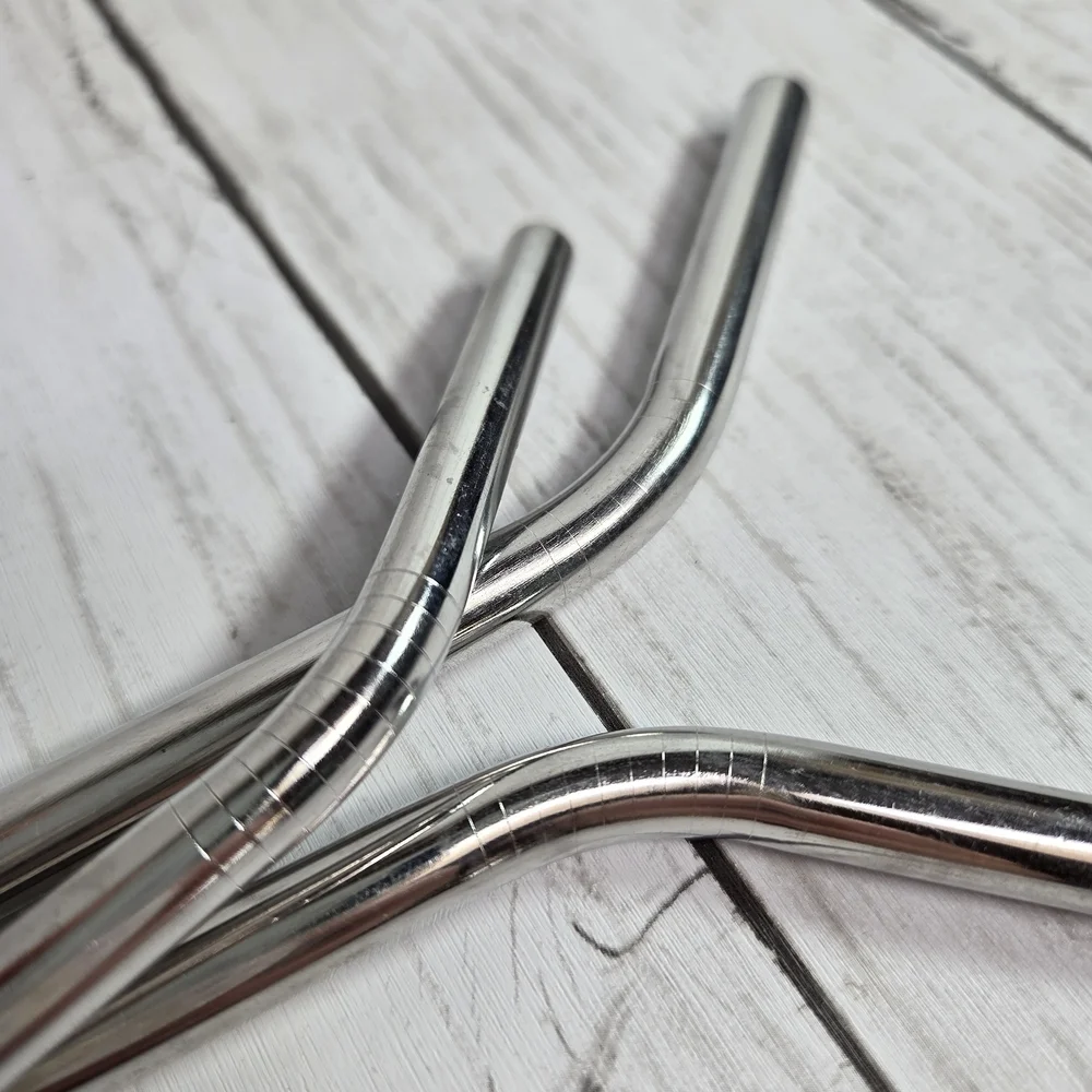 Reusable Bent Stainless Steel Straws - Set of 3 NWOT